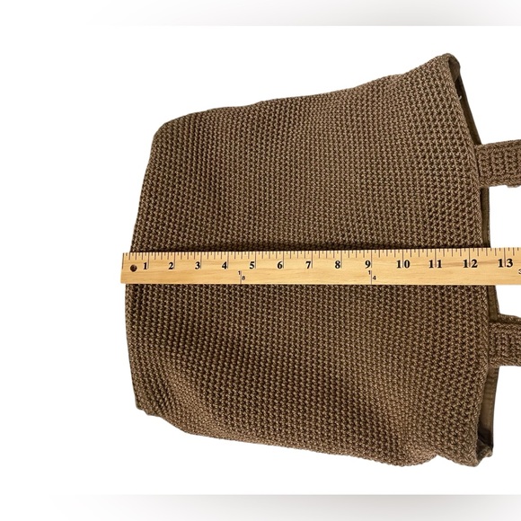 The Sak Crochet Tote Bag Brown Medium Shoulder Straps Purse Inner Pockets Boho - Picture 9 of 10
